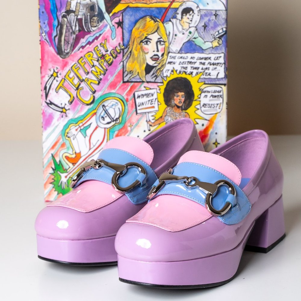 NEW 💕 Jeffrey Campbell Student 2 Platform Loafer Patent Leather Liliac - Picture 13 of 17